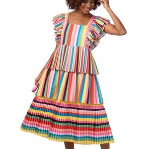 NWT CROSBY FRIDA RAINBOW RUFFLE DRESS